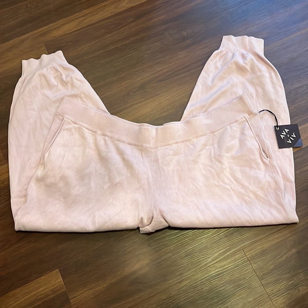 Ava & Viv, women’s lavender crop jogger sweatpants, 2X 4X new with tags Lilac - Picture 4 of 6